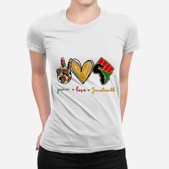 Peace Love Juneteenth Women T-shirt | Crazezy