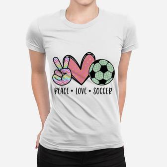 Peace Love Soccer Cute Design For Women Teen Girls Toddler Women T-shirt | Crazezy