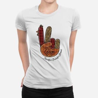 Peace Love Turkey Grateful Gigi Hand Sign Thanksgiving Women T-shirt | Crazezy UK