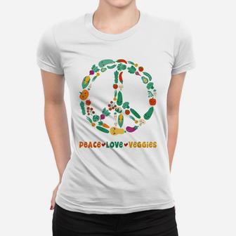 Peace Love Veggies Vegan Vegetarian Plant Based Veganism Women T-shirt | Crazezy CA