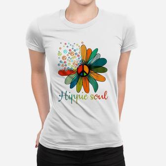 Peace Sign Hippie Soul Tshirt Flower Daisy Lovers Gifts Women T-shirt | Crazezy CA