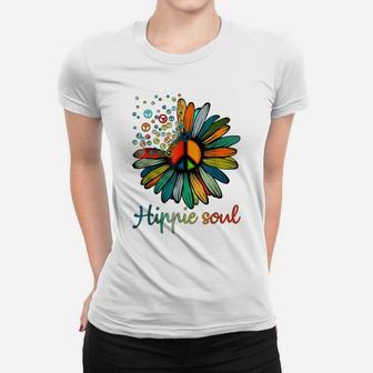 Peace Sign Hippie Soul Tshirt Flower Lovers Gifts Women T-shirt | Crazezy