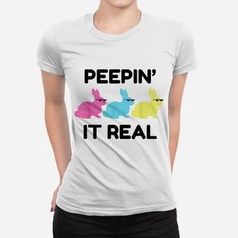Peepin It Real Clothing Easter Egg Hunting Bunny Lover Gift Women T-shirt | Crazezy