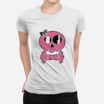 Pink Skull And Crossbones Girl Pirate Women T-shirt - Thegiftio