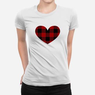 Plaid Heart Sibling Twins Matching Valentines Day Women T-shirt - Thegiftio UK