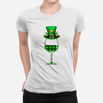 Plaid Irish Wine Glass Patrick Day Gif Women T-shirt - Thegiftio UK