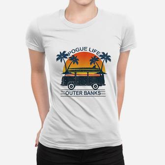 Pogue Life Outer Banks Retro Vintage Sunny Women T-shirt | Crazezy