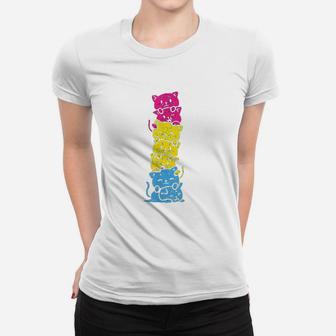 Pride Cat Stack Cute Pan Flag Women T-shirt | Crazezy CA