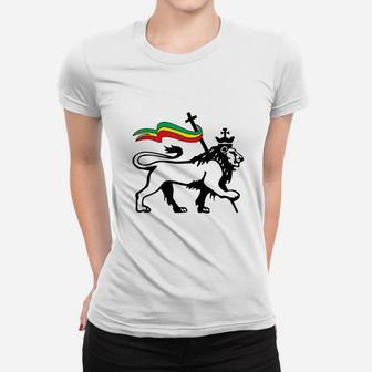 Rasta Lion Of Judah Rastafarian Reggae Lion And Christian Women T-shirt - Thegiftio