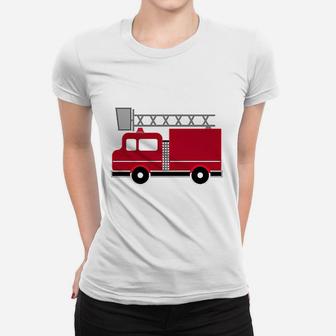 Red Firefighter Fire Truck Women T-shirt | Crazezy