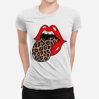 Red Lips Leopard Tongue Shirt Vintage Trendy Animal Print Sweatshirt Women T-shirt | Crazezy AU