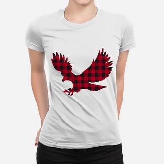 Red Plaid Bald Eagle Xmas Matching Buffalo Family Pajama Women T-shirt | Crazezy UK