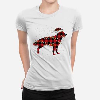Red Plaid Buffalo German Shepherd Merry Christmas Pajamas Women T-shirt | Crazezy CA