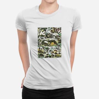 Reptiles Collection Chart Turtle Snake Species Vintage Women T-shirt | Crazezy