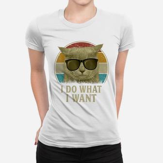 Retro 80S 90S Cat Lovers Funny I Do What I Want Cat Women T-shirt | Crazezy