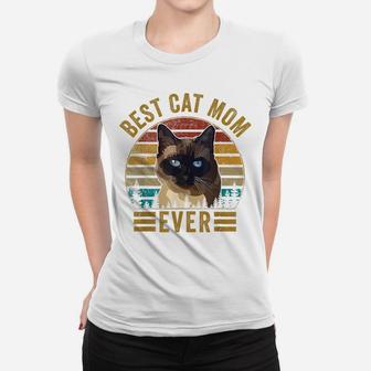 Retro Vintage Best Cat Mom Ever Mothers Day Siamese Cat Gift Women T-shirt | Crazezy