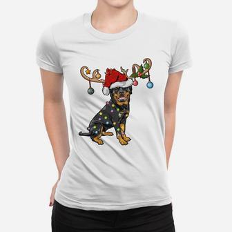 Rottweiler Xmas Gift Santa's Reindeer Rottweiler Christmas Sweatshirt Women T-shirt | Crazezy