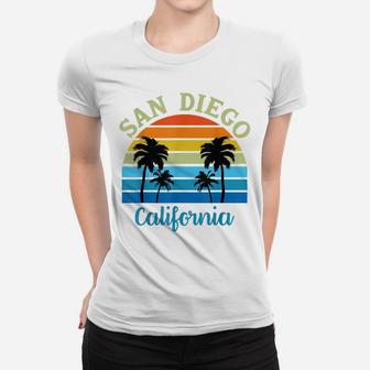 San Diego Ca Palm Trees California Souvenir Retro Vintage Women T-shirt | Crazezy UK