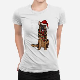 Santa Hat Xmas German Shepherd Ugly Christmas Sweatshirt Women T-shirt | Crazezy