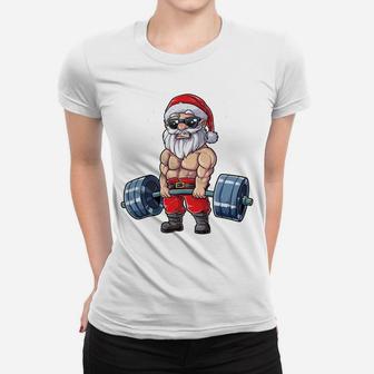 Santa Weightlifting Christmas Fitness Gym Deadlift Xmas Men Sweatshirt Women T-shirt | Crazezy