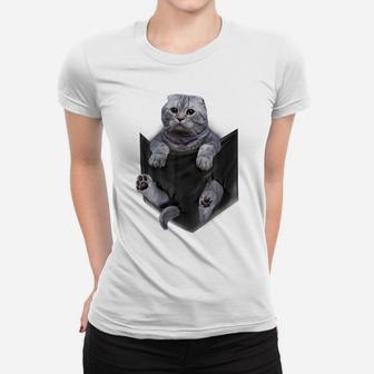 Scottish Fold Cat In Pocket Cats Tee Gifts Women T-shirt | Crazezy