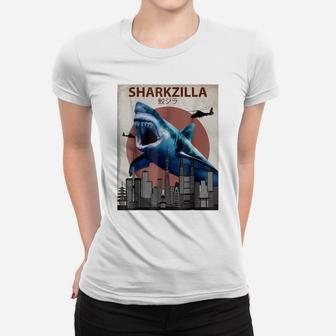 Sharkzilla Funny Shark | Shark Lovers Gift Women T-shirt | Crazezy