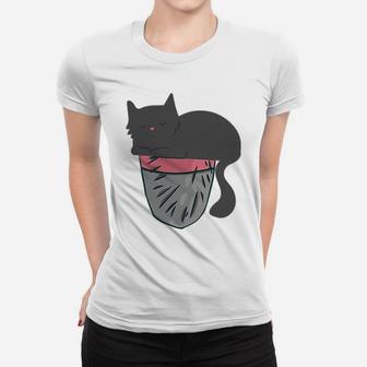 Sleepy Cat Pocket Kitty Themed Gifts Pet Kitten Animal Lover Women T-shirt | Crazezy