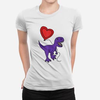 Smileteeslove Cute T-Rex Dinosaur With Heart Balloon T-Shirt Women T-shirt | Crazezy