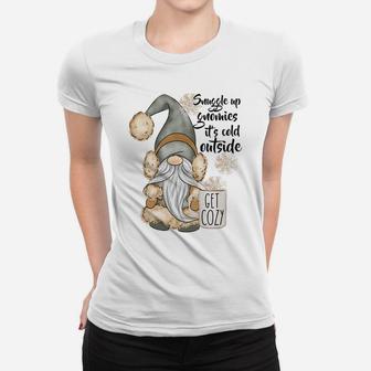 Snuggle Up Gnomies It’S Cold Outside Gnome Women T-shirt | Crazezy