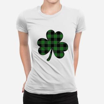St Patricks Day Green Buffalo Plaid Shamrock Clover Women T-shirt - Thegiftio UK