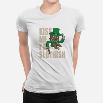 St Patricks Day Irish Leprechaun Sloth Kiss Me Women T-shirt - Thegiftio UK