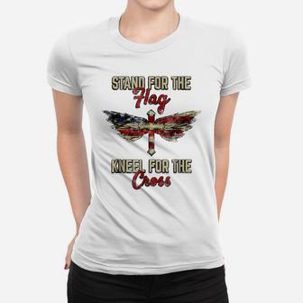 Stand For The Flag Kneel For The Cross American Flag Women T-shirt | Crazezy