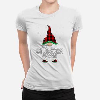 Stubborn Gnome Buffalo Plaid Matching Family Christmas Women T-shirt | Crazezy CA