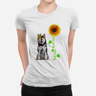 Sunflower Best Dog Mom Ever Funny Siberian Husky Dog Lovers Women T-shirt | Crazezy DE