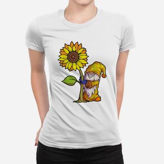 Sunflower Gnome Shirt Women Buffalo Plaid Girls Flower Lover Women T-shirt | Crazezy