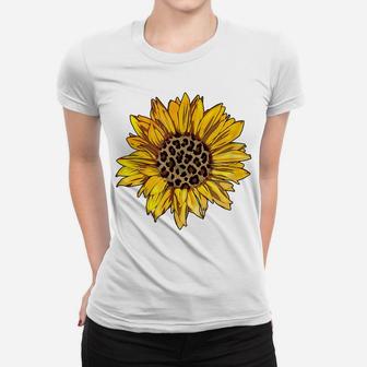 Sunflower Leopard Animal Print Fashion Flower Graphic Women T-shirt | Crazezy