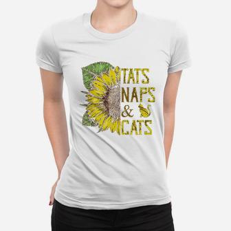Sunflower Tats Naps Cats Sunflower Women T-shirt | Crazezy