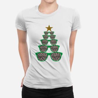 Sunglasses Optometrist Christmas Tree Leopard Print Optician Women T-shirt | Crazezy
