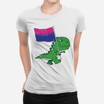 T-Rex Bi-Sexual Pride Flag Funny Dino-Saur Lgbtq Proud Ally Women T-shirt | Crazezy