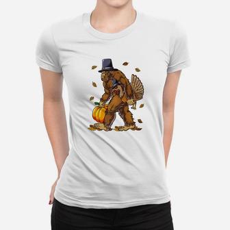 Thanksgiving Shirts For Boys Bigfoot Pilgrim Turkey Pumpkin Women T-shirt - Thegiftio UK
