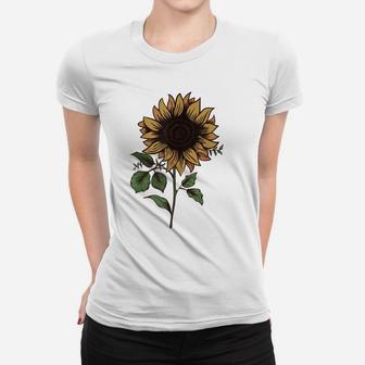 The Sunflower With Stem Flower Design Apparel Women T-shirt | Crazezy