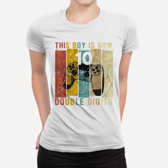This Boy Is Now Double Digits 10 Year Old Boy 10Th Birthday Women T-shirt | Crazezy CA