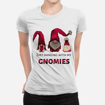 Three Gnomes - Just Hangin' With My Gnomies Buffalo Plaid Women T-shirt | Crazezy UK