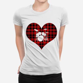 Valentines Day Drummer Funny Heart Valentine Gifts Women T-shirt | Crazezy