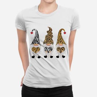 Valentines Day Gnomes Leopard Cheetah Zebra Print Women T-shirt | Crazezy