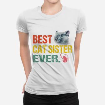 Vintage Best Cat Sister Ever Women T-shirt | Crazezy DE