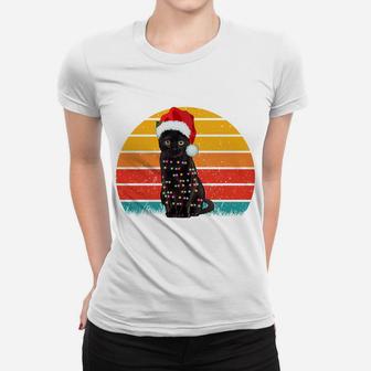 Vintage Black Cat Christmas Lights Cat Lover Christmas Sweatshirt Women T-shirt | Crazezy AU
