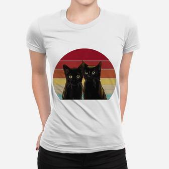 Vintage Black Cats Kitten Lover Graphic Retro Womens Mens Women T-shirt | Crazezy