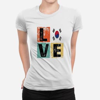 Vintage Retro I Love South Korea Flag For South Korean Pride Women T-shirt | Crazezy UK