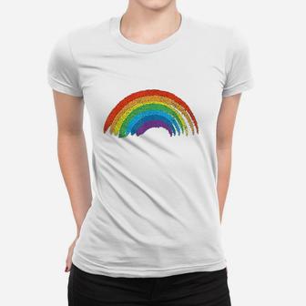 Vintage Retro Rainbow Classic Distressed Design Women T-shirt | Crazezy